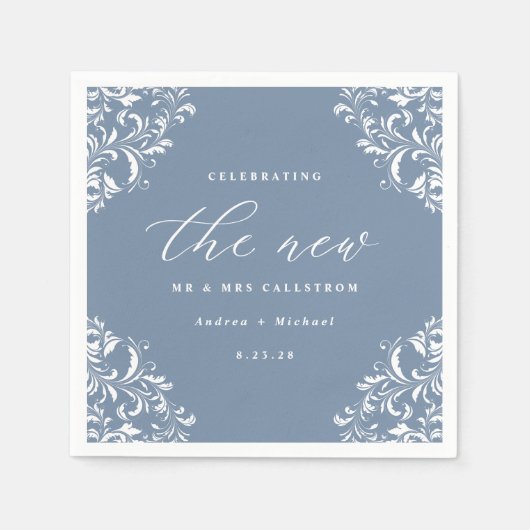 Elegant Dusty Blue  Classic Wedding Servet (Voorkant)