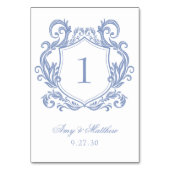 Elegant Dusty Blue Crest Bruiloft Kaart (Voorkant)