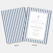 Elegant Dusty Blue Cross Boy Baptism Kaart