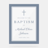 Elegant Dusty Blue Cross Boy Baptism Welcome Acryl Bord (Voorkant)