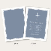 Elegant Dusty Blue Cross Boy First Communion Bedankkaart