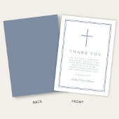 Elegant Dusty Blue Cross Boy First Holy Communion Bedankkaart