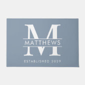 Elegant Dusty Blue Custom Monogram Name Deurmat (Voorkant)