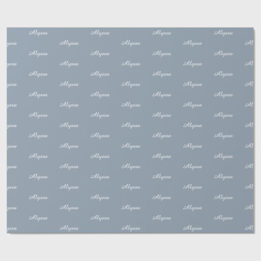 Elegant Dusty blue custom script naam chic Cadeaupapier (Vlak)