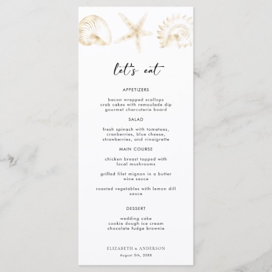 Elegant Dusty Blue Destination Wedding Menu (Voorkant)
