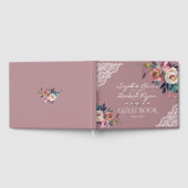 Elegant Dusty Blue Dusty Roos Flowers Wedding Gastenboek (Volledig)