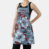 Elegant Dusty Blue en Bourgogne Floral Schort (Insitu)