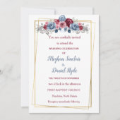 Elegant Dusty Blue en Burgundy Wedding Kaart (Voorkant)