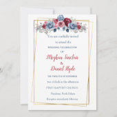 Elegant Dusty Blue en Burgundy Wedding Kaart (Voorkant)