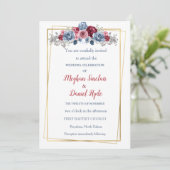 Elegant Dusty Blue en Burgundy Wedding Kaart (Staand voorkant)
