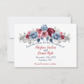 Elegant Dusty Blue en Burgundy Wedding Save The Date (Voorkant)