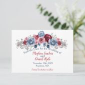 Elegant Dusty Blue en Burgundy Wedding Save The Date (Staand voorkant)