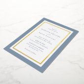 Elegant Dusty Blue en Gold Folie Uitnodiging (Gedraaid)