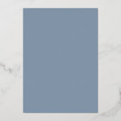 Elegant Dusty Blue en Gold Folie Uitnodiging (Achterkant)