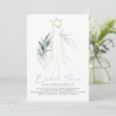 Elegant Dusty Blue en Gold Greenery Vrijgezellenfe Kaart (Staand voorkant)
