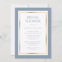 Elegant Dusty Blue en Gold Vrijgezellenfeest Kaart