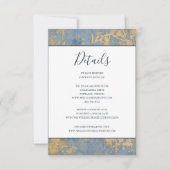 Elegant Dusty Blue en Gold Wedding Details kaart (Voorkant)