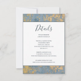 Elegant Dusty Blue en Gold Wedding Details kaart