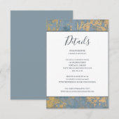 Elegant Dusty Blue en Gold Wedding Details kaart (Voorkant / Achterkant)