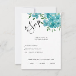 Elegant Dusty Blue en Mint Floral Waterverf Art RSVP Kaartje