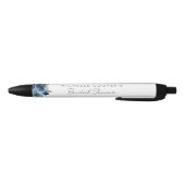 Elegant Dusty Blue en Navy Floral Zwarte Inkt Pen (Bodem)