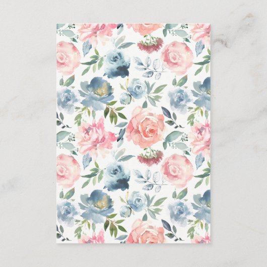 Elegant Dusty Blue en Roos Floral Swag Informatiekaartje (Achterkant)