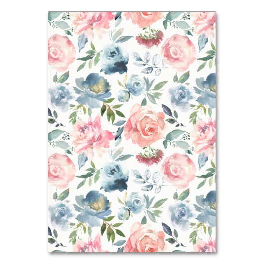 Elegant Dusty Blue en Roos Floral Swag Kaart (Achterkant)
