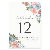 Elegant Dusty Blue en Roos Floral Swag Kaart (Voorkant)