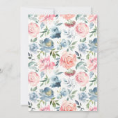 Elegant Dusty Blue en Roos Floral Swag Kaart (Achterkant)