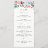 Elegant Dusty Blue en Roos Floral Swag Menu (Voorkant)