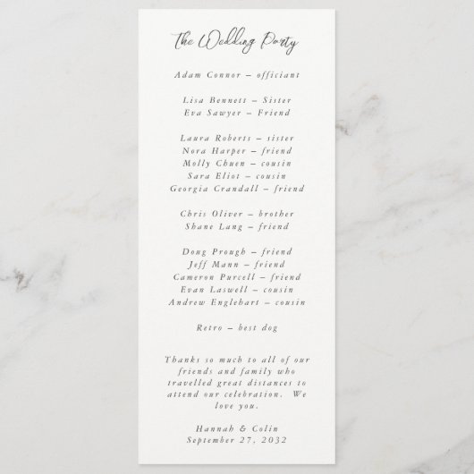 Elegant Dusty Blue en Roos Floral Swag Programmakaart (Achterkant)