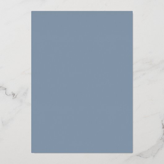 Elegant Dusty Blue en Silver Folie Uitnodiging (Achterkant)