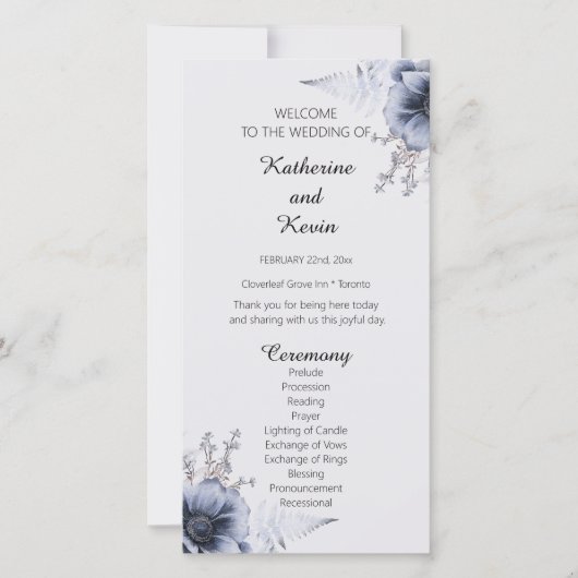 Elegant Dusty Blue en White Floral Wedding (Voorkant)