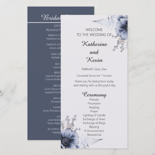 Elegant Dusty Blue en White Floral Wedding (Voorkant / Achterkant)