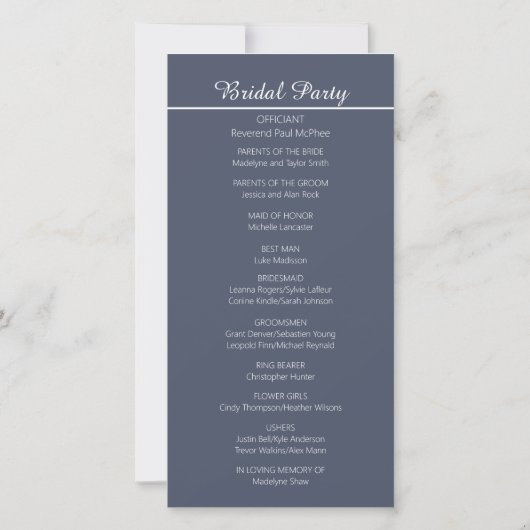 Elegant Dusty Blue en White Floral Wedding (Achterkant)