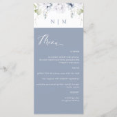 Elegant Dusty Blue en White Floral Wedding Menu (Voorkant)