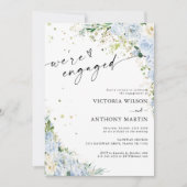 Elegant Dusty Blue Engagement Party Invitation Kaart (Voorkant)