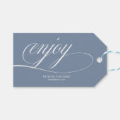 Elegant Dusty Blue Enjoy Wedding Favor Labels Cadeaulabel (Voorkant (Horizontaal))