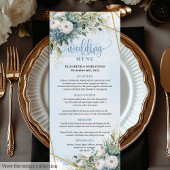 Elegant Dusty Blue Eucalyptus Floral Wedding Menu