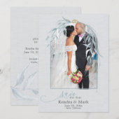 Elegant Dusty Blue Eucalyptus Gold Save the Date Kaart (Voorkant / Achterkant)