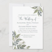 Elegant Dusty Blue Eucalyptus Greenery Kaart (Voorkant)