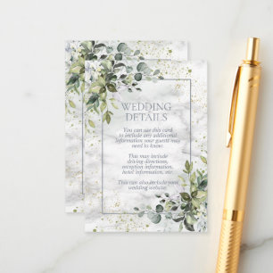 Elegant Dusty Blue Eucalyptus Greenery Marble Informatiekaartje