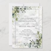 Elegant Dusty Blue Eucalyptus Greenery Marble Kaart (Voorkant)