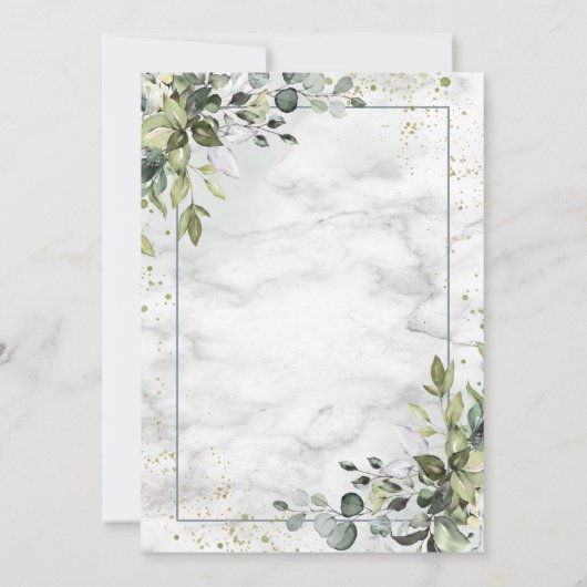 Elegant Dusty Blue Eucalyptus Greenery Marble Kaart (Achterkant)