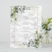 Elegant Dusty Blue Eucalyptus Greenery Marble Menu (Staand voorkant)