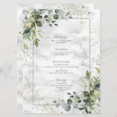Elegant Dusty Blue Eucalyptus Greenery Marble Menu (Voorkant / Achterkant)