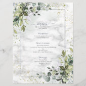 Elegant Dusty Blue Eucalyptus Greenery Marble Menu (Voorkant)