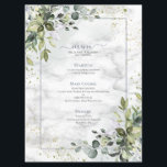 Elegant Dusty Blue Eucalyptus Greenery Marble Menu<br><div class="desc">Creëer is de perfecte ontvangstinstelling met dit trendy,  elegante menuontwerp met licht stoffige blauwe eucalyptus groen botanische elementen,  een stoffig blauw lijst en een faux Carrera marmeren achtergrond. Onderdeel van een huwelijksuitnodiging. Copyright Elegant nodigt uit,  alle rechten voorbehouden.</div>