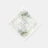 Elegant Dusty Blue Eucalyptus Greenery Marble Servet (Hoek)