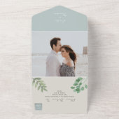 Elegant Dusty Blue Eucalyptus Greenery Wedding All In One Uitnodiging (Buitenkant)